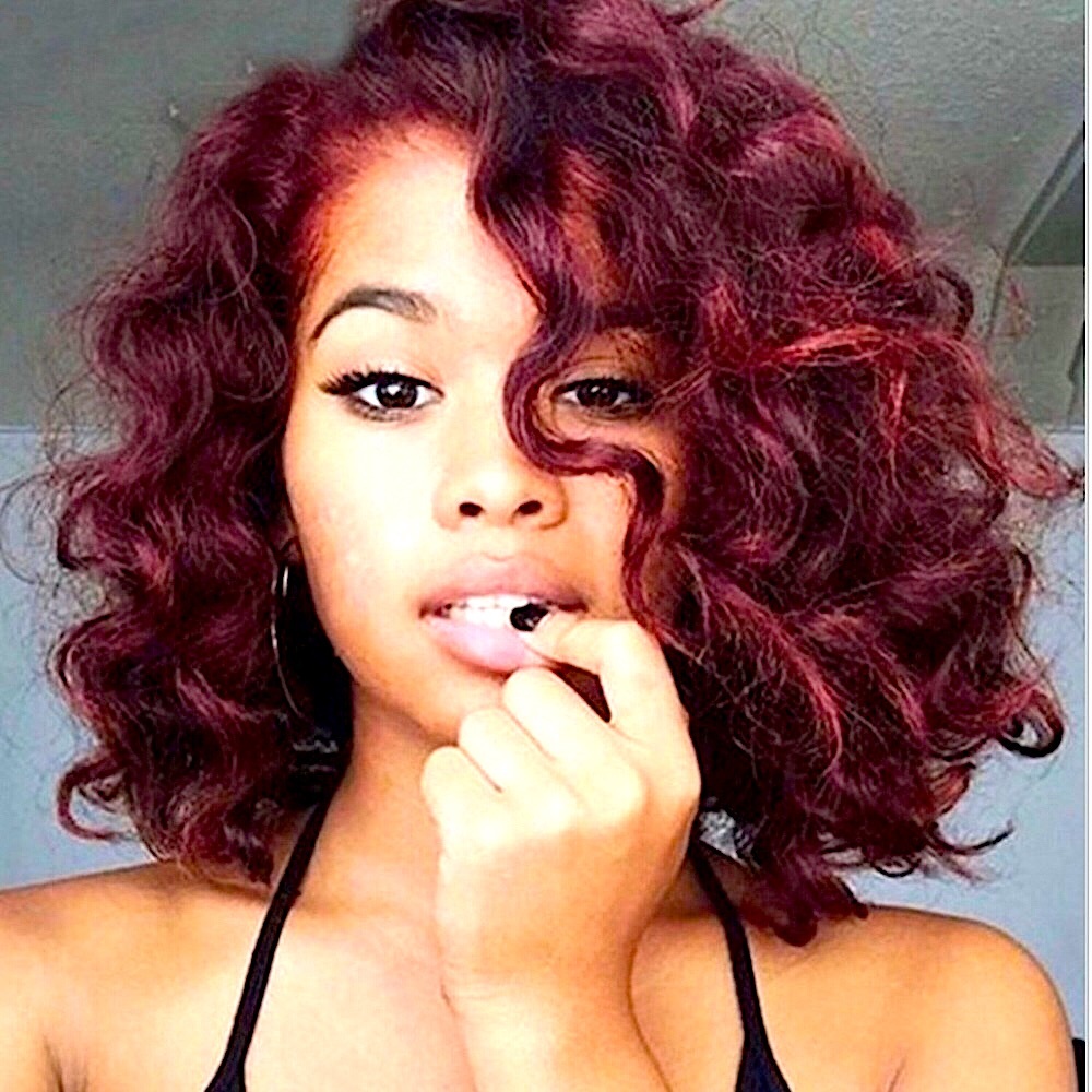 CURLY BURGUNDY WIG